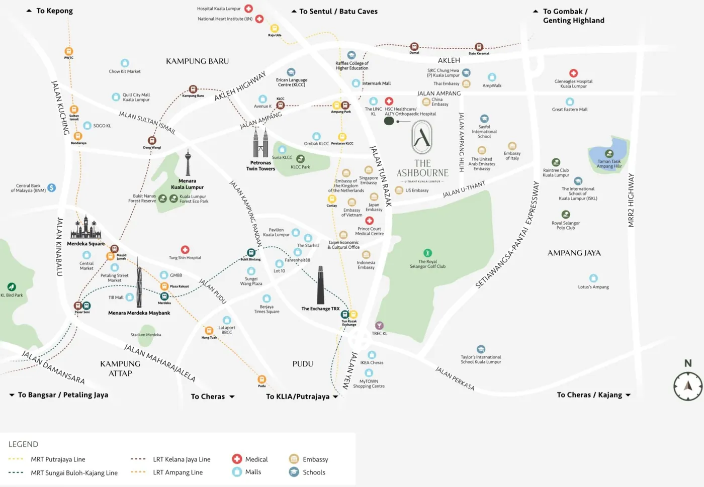 Location map of The Ashbourne in U-Thant, Kuala Lumpur