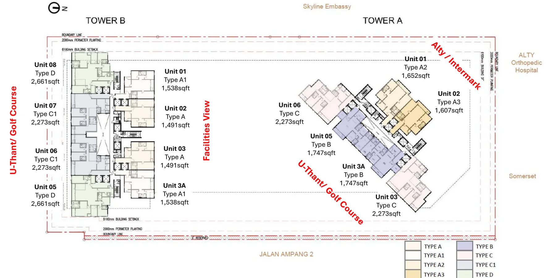 Tower plan for Levels 8 to 38